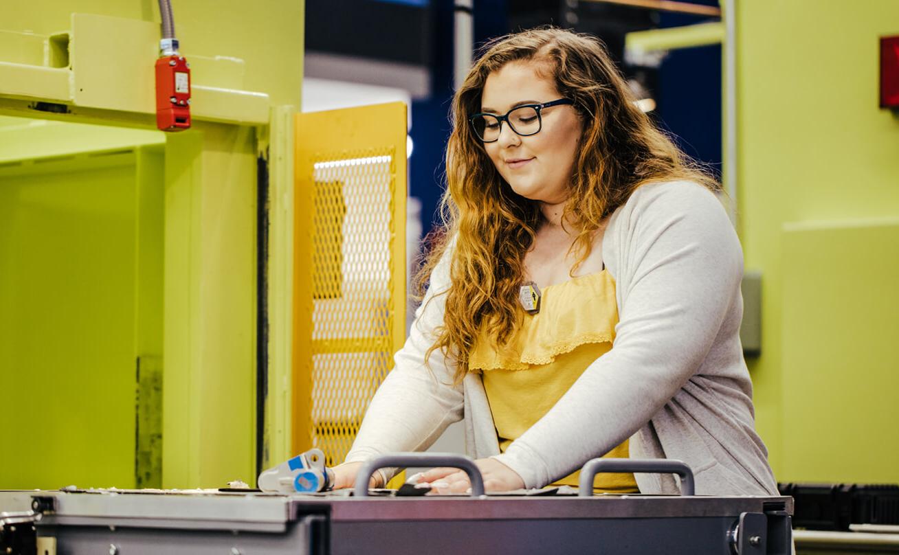 Student at testing workstation